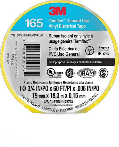 CINTA TEIPE ELECTRICISTA 3/4X18M AMARILLO TEMFLEX (3M)