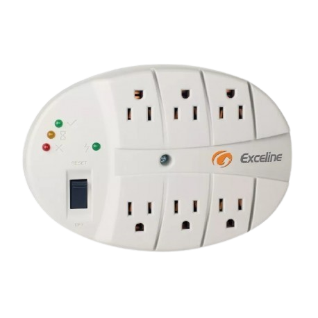 PROTECTOR C/CONECTOR TELEFONICO 6 TOMAS 120V (EXCELINE)