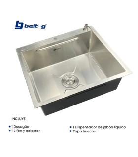 FREGADERO 1PONCHERA 55X45 SOBRE TOPE ACERO INOX (BELT-G)
