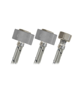 CANILLA TIPO "T" ACERO INOX P/LAVAMANOS 1/2"X1/2"X1/2" 50CM (COFLEX)